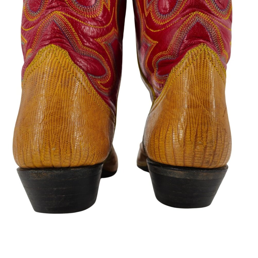 Stunning Womens 8C Smiths Aspen Honey Brown Lizard Cowboy Western Boots Exotic - Picture 13 of 16